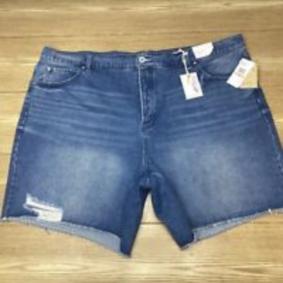 Womens Jean Shorts Jessica Simpson Relaxed Fit Denim Cut Off Bermuda Bottoms 24W - Picture 2 of 13